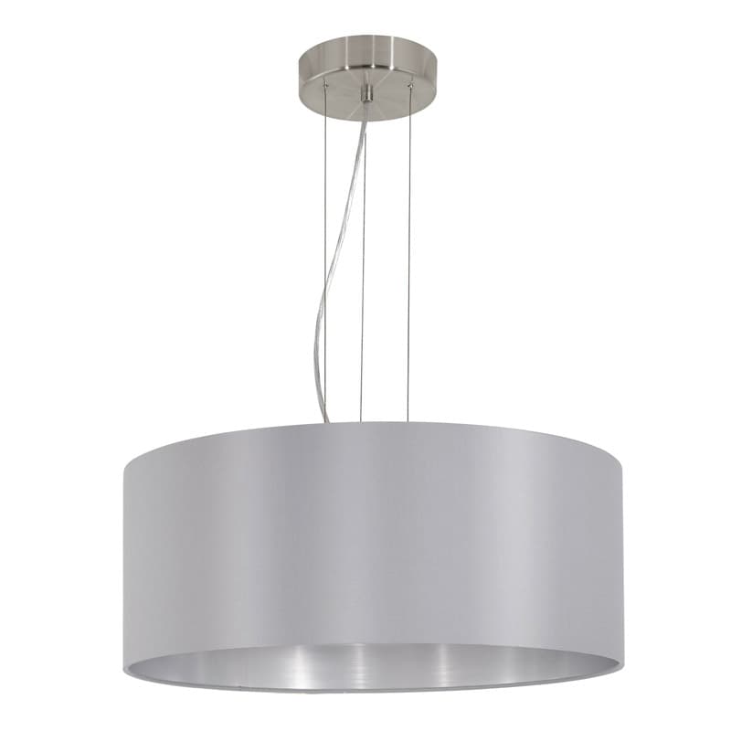 Eglo Подвес MASERLO, 3х60W (E27), Ø530, никель матовый/текстиль, серый, серебряный 31606
