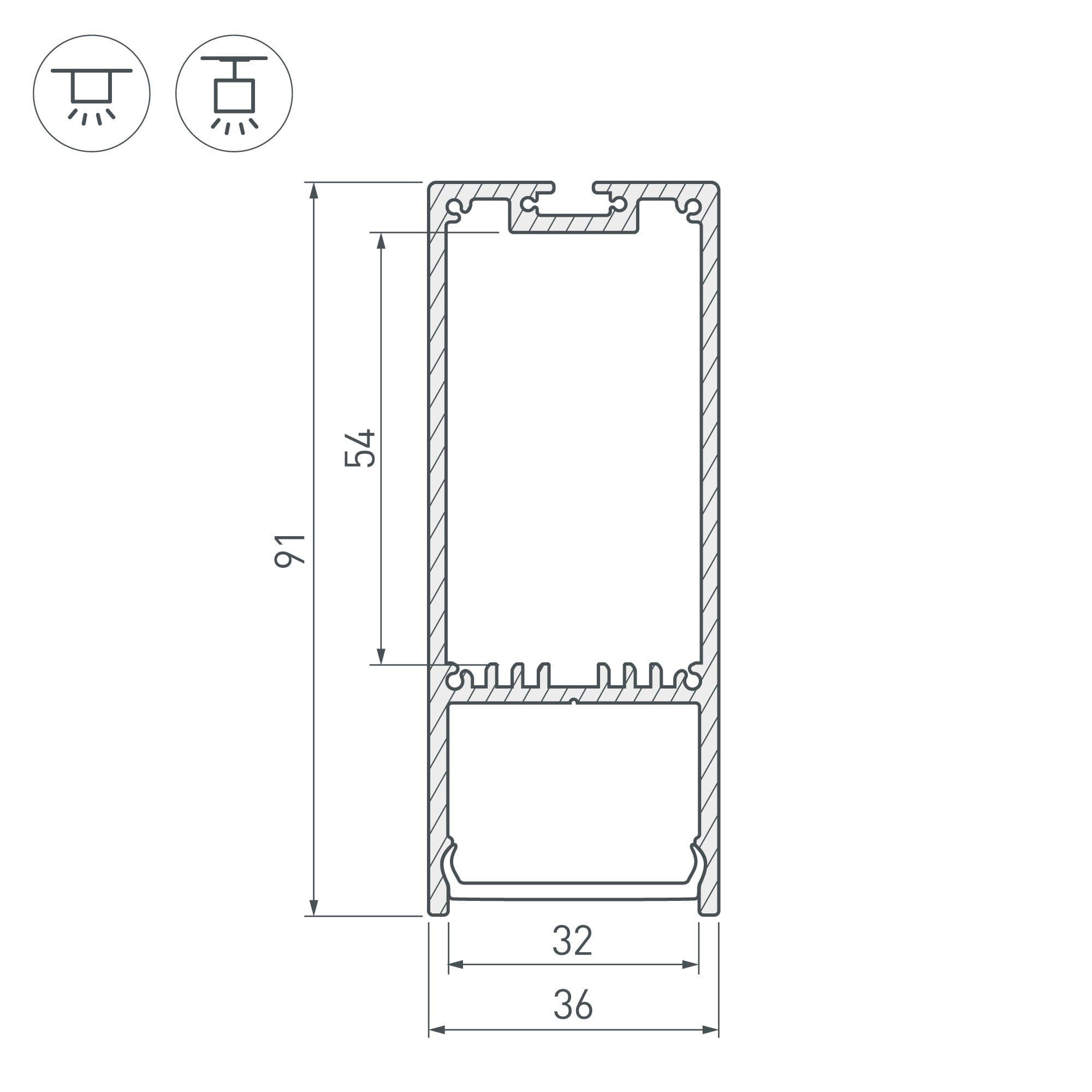 Arlight Профиль SL-LINE-3691-2000 ANOD (Алюминий) 019302 — миниатюра 2
