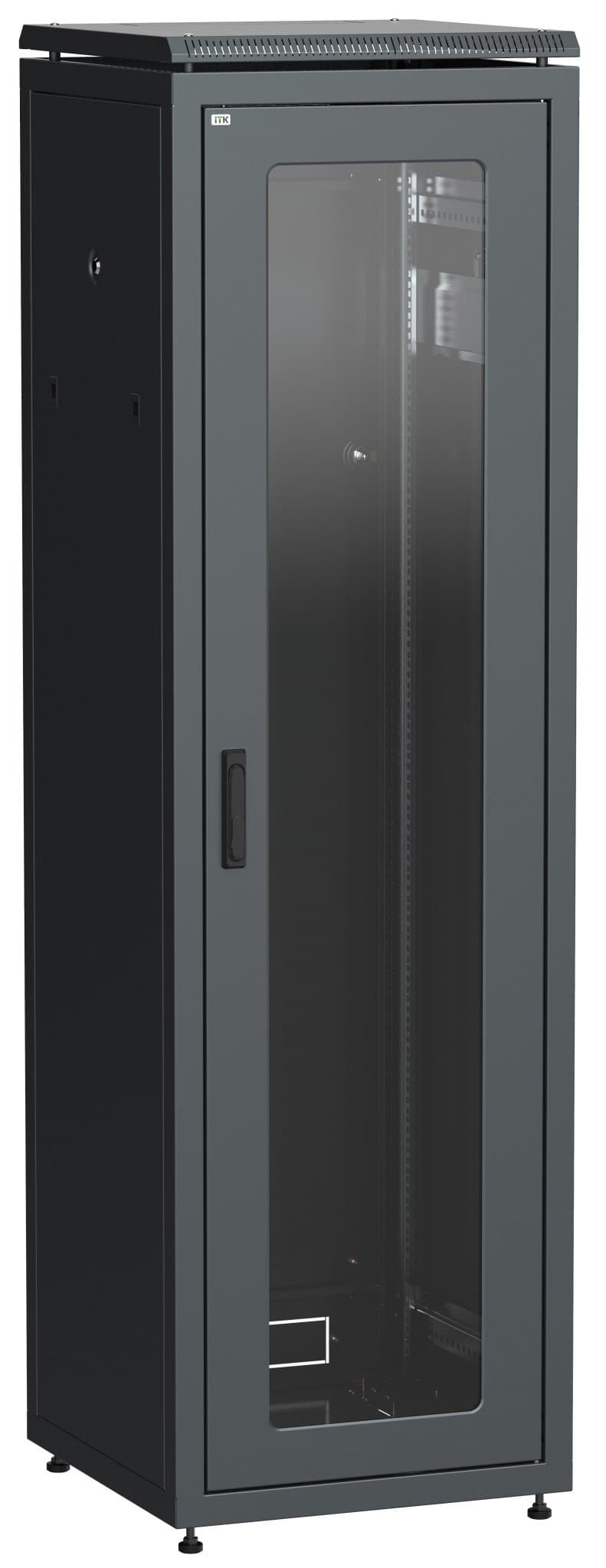 IEK LINEA N ITK Шкаф сетевой 19" LINEA N 42U 600х600 мм стеклянная передняя дверь черный LN05-42U66-G