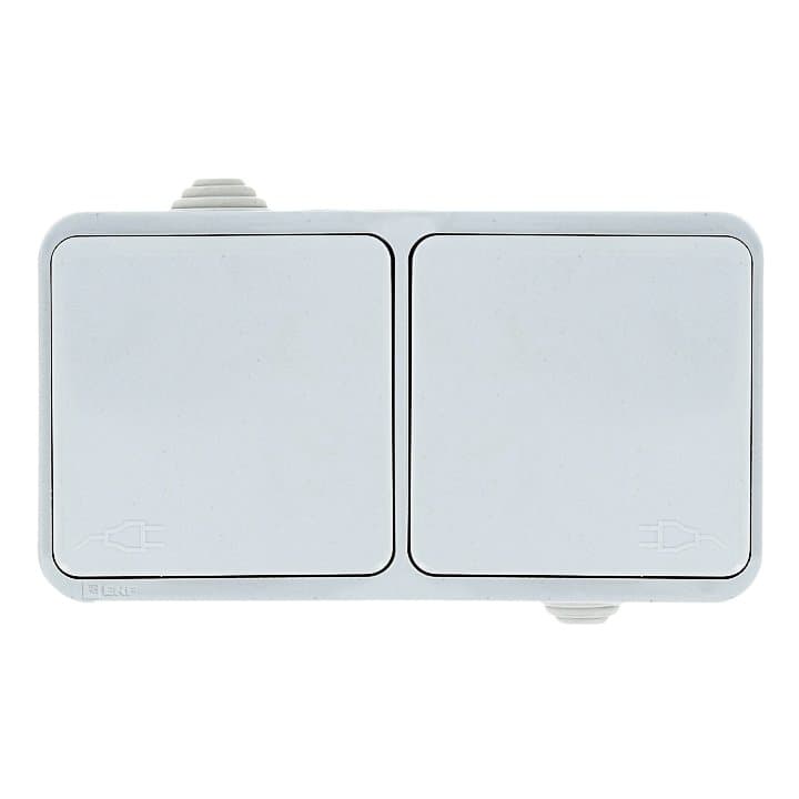 EKF PROxima Блок розетка-розетка 16А с/з с крышкой IP44 белая Прага EKRR16-050-10-440 — миниатюра 3