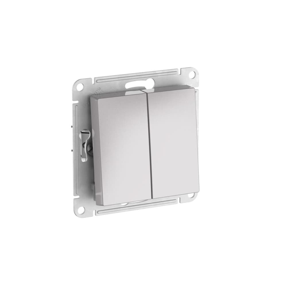 Systeme Electric AtlasDesign Aqua Алюминий Выключатель 2-клавишный IP44, сх.6, 10АХ,мех., быстрозажим. клем.
