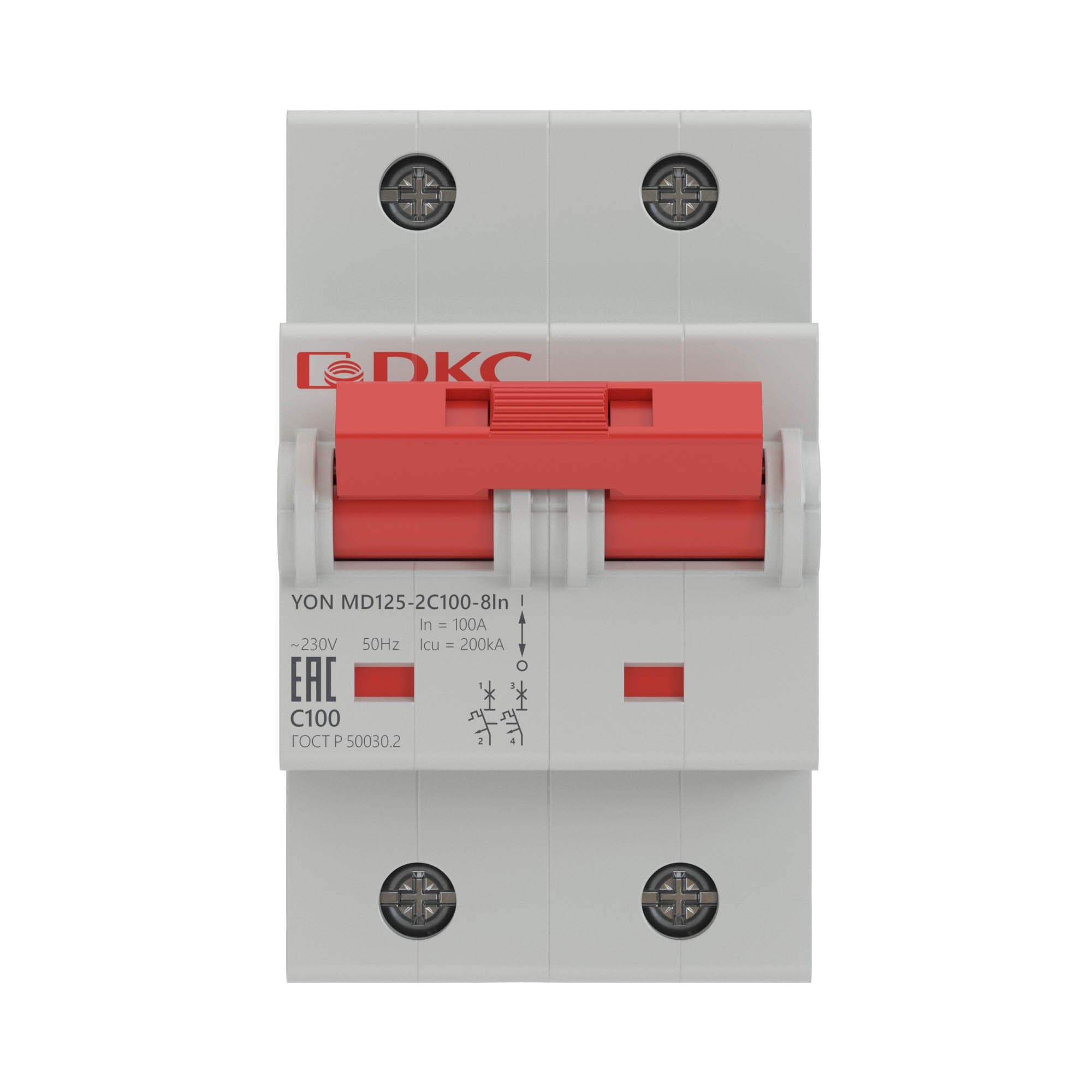 DKC YON pro Автоматический выключатель модульный MD125 1P+N 80А D 20kA MD125-2ND80 — миниатюра 2