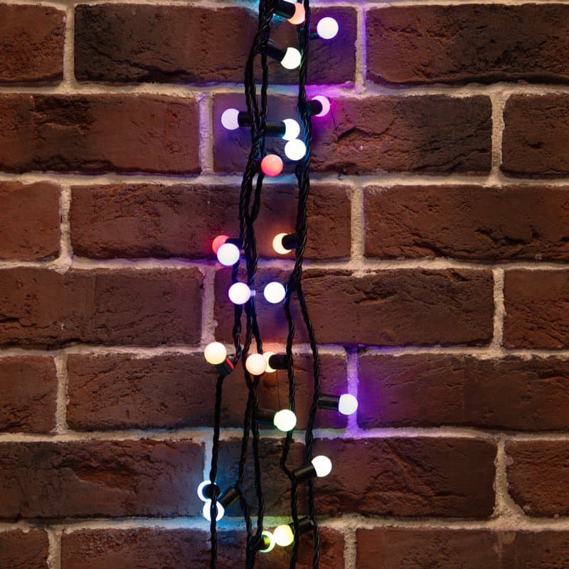 NEON-NIGHT Гирлянда "Мультишарики" Ø17,5 мм, 10 м, черный ПВХ, 100 диодов, цвет RGB 303-509-2