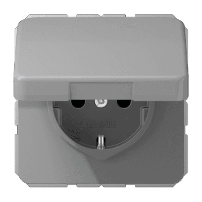 JUNG CD 500 Серая Розетка штепсельная Schuko 16A 250V с защитой от детей, влагозащищенная CD1520BFKIKLGR