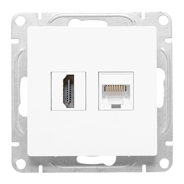 EKF Механизм розетки HDMI+RJ45 (cat5), белый Эпика — миниатюра 5