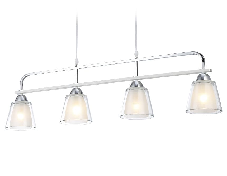 Ambrella Светильник подвесной TR303242/4 WH/CH/CL/FR белый/хром/прозрачный/белый матовый E27*4 max 60W 870*120*780