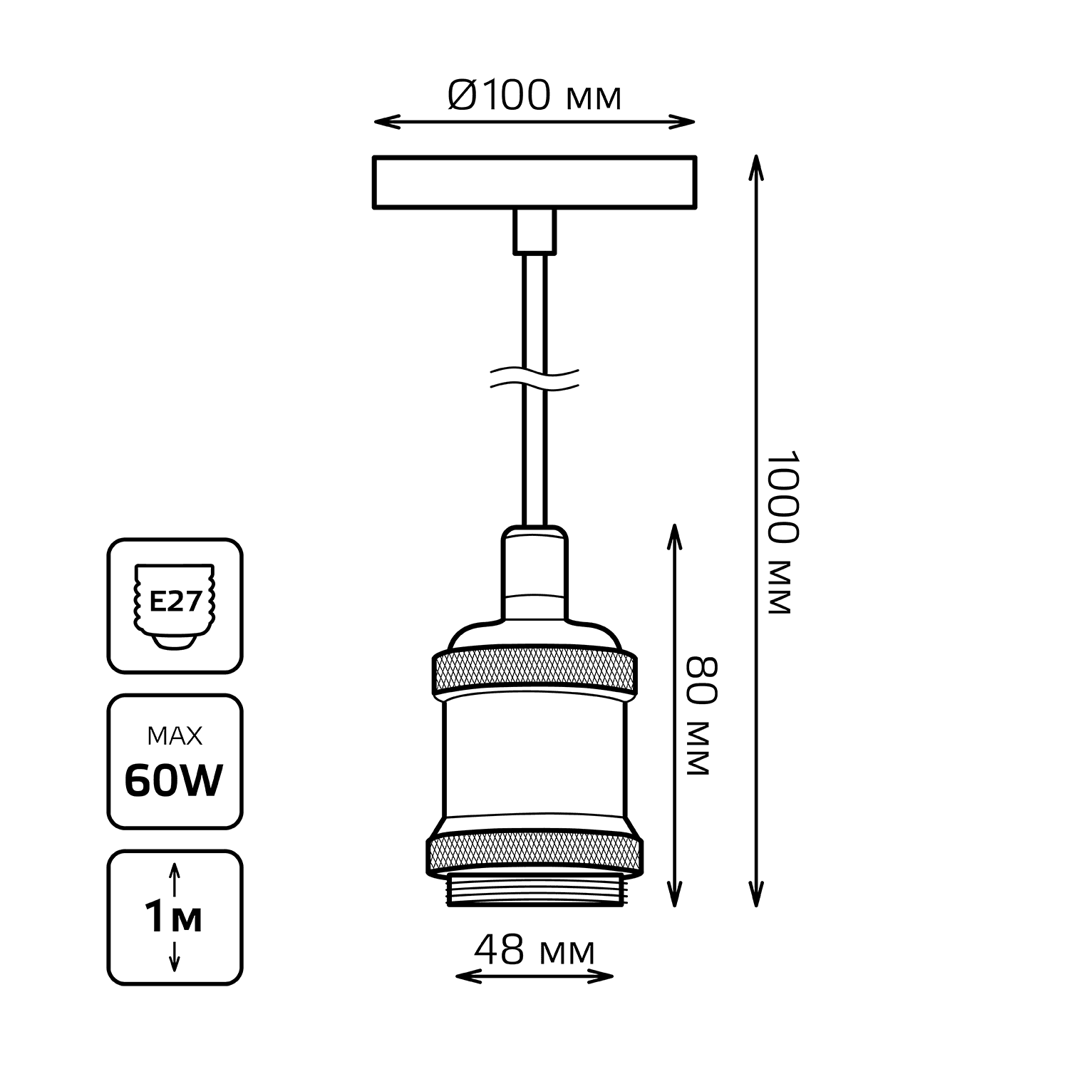 Gauss Светильник подвесной Decor PL023 медный E27, 1 м, 1/40 — миниатюра 2
