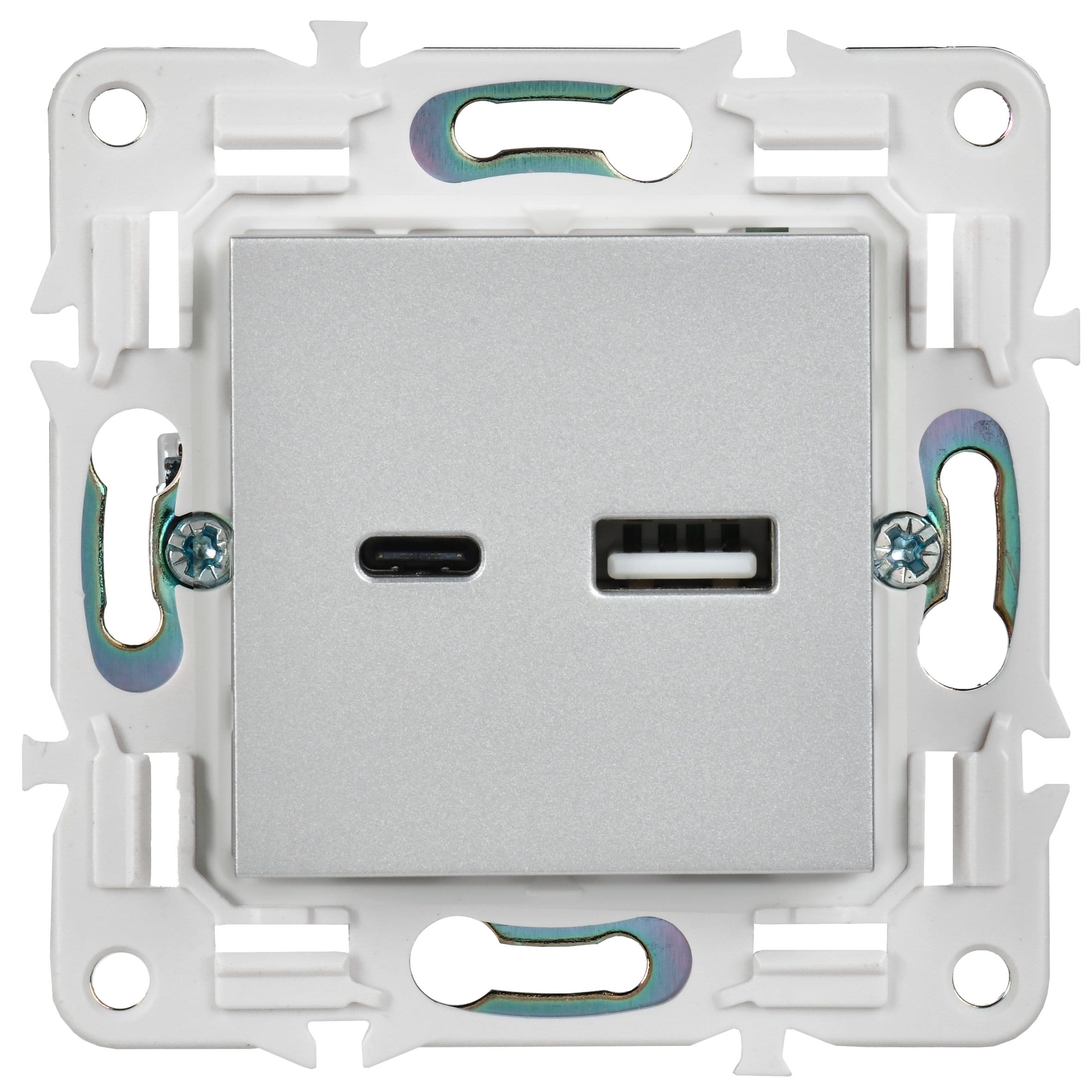 IEK SKANDY Серебряный Розетка USB A+C 3,1А SK-R14S — миниатюра 2