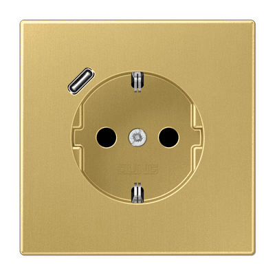 JUNG Розетка SCHUKO® с USB-зарядным устройством, тип С термопласт латунь Classic ME1520-18CC-L