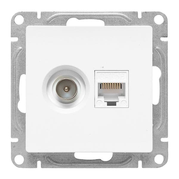 EKF Механизм розетки TV+RJ45 (cat5), белый Эпика — миниатюра 5