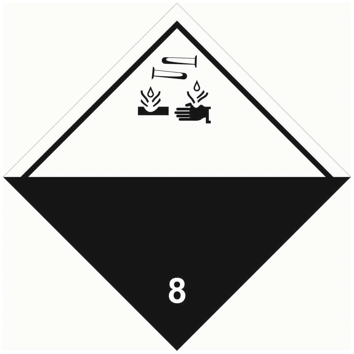 Знак наклейка для маркировки опасных грузов "Кл.8" (250x250) ГОСТ 19433-88 EKF PROxima
