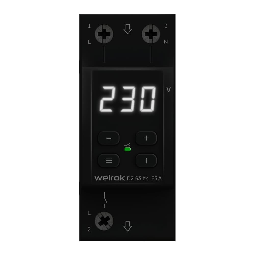 Welrok D2-63 bk Реле напряжения 63 А (max 80 A) 13 900 ВА