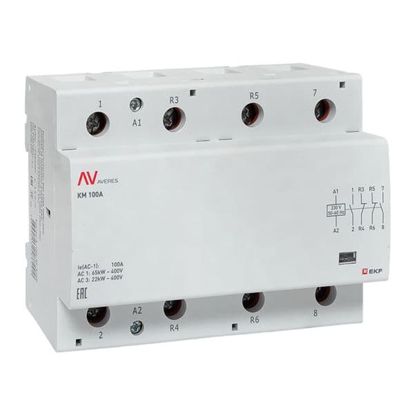 EKF Контактор модульный КМ 100А 2NO+2NC 230В АС (6 мод.) AVERES — миниатюра 1