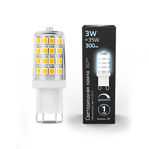 Gauss Лампа G9 AC185-265V 3W 300lm 4100K керамика диммируемая LED 107309203
