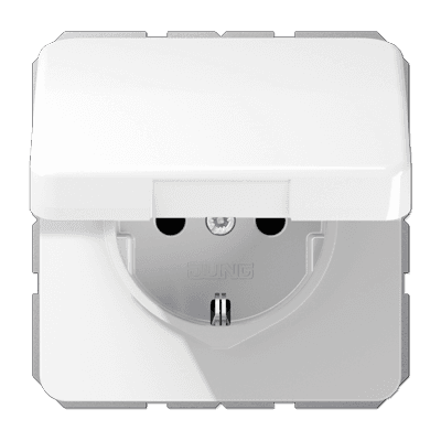 JUNG CD 500/CD plus Бел Розетка SCHUKO с крышкой, авт.зажим, бел. CD1520BFKIKLWW