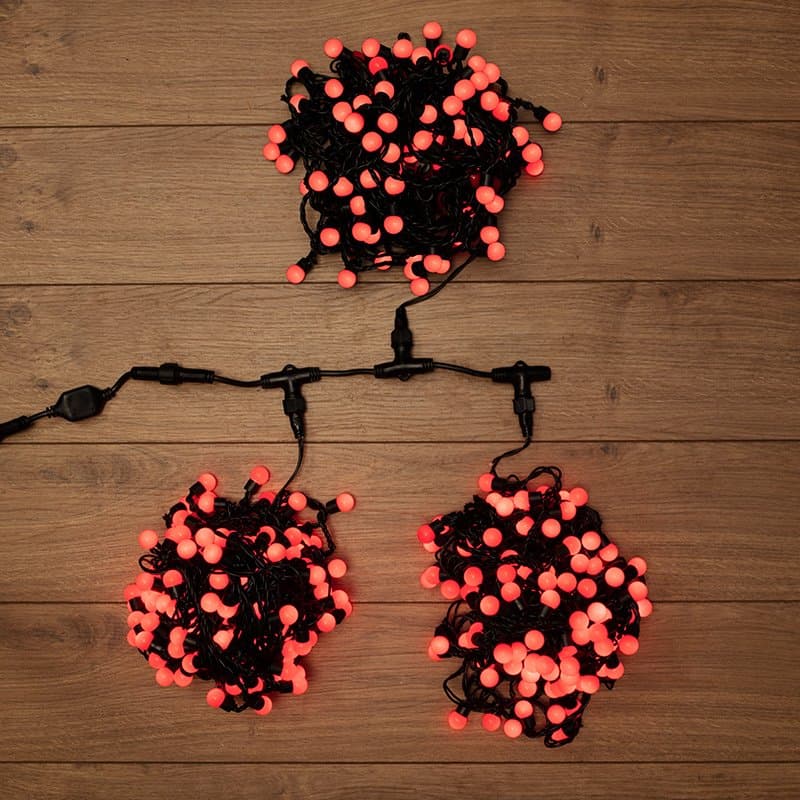 NEON-NIGHT Гирлянда "LED ClipLight - ШАРИКИ" 24V, 3 нити по 20 м, цвет диодов Красный 323-612