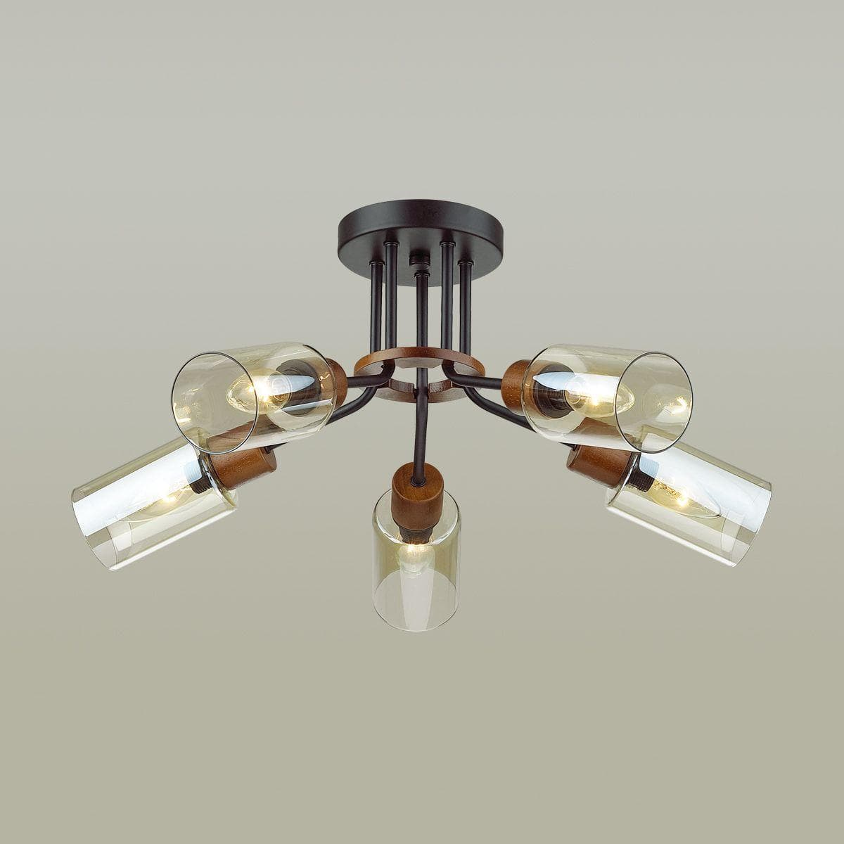 Lumion 4492/5C COUNTY LN21 203 черный, дерево Люстра потолочная E14 5*60W 220V FERN — миниатюра 4