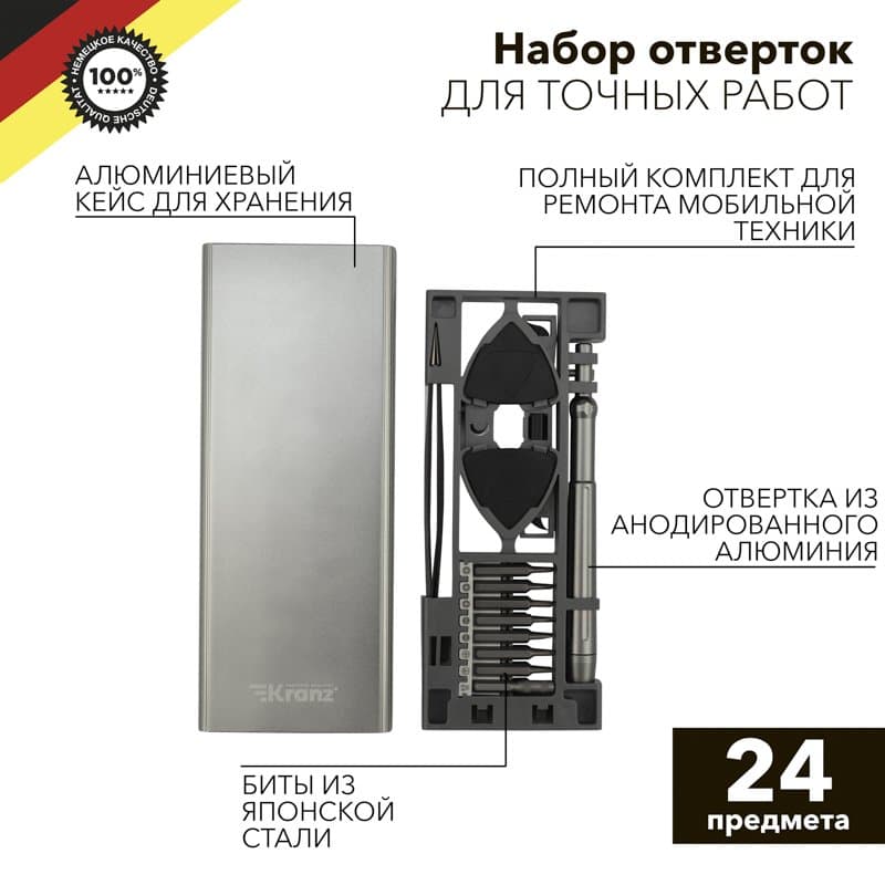 Kranz Набор отверток для точных работ  RA-04, 24 предмета KR-12-4754 — миниатюра 1