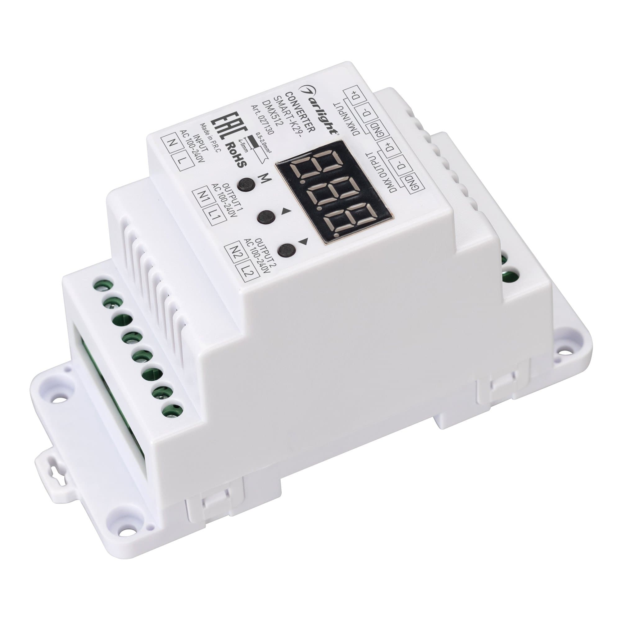 Arlight Конвертер SMART-K29-DMX512 (230V, 2x1.2A, TRIAC, DIN) (Пластик) 027130 — миниатюра 1