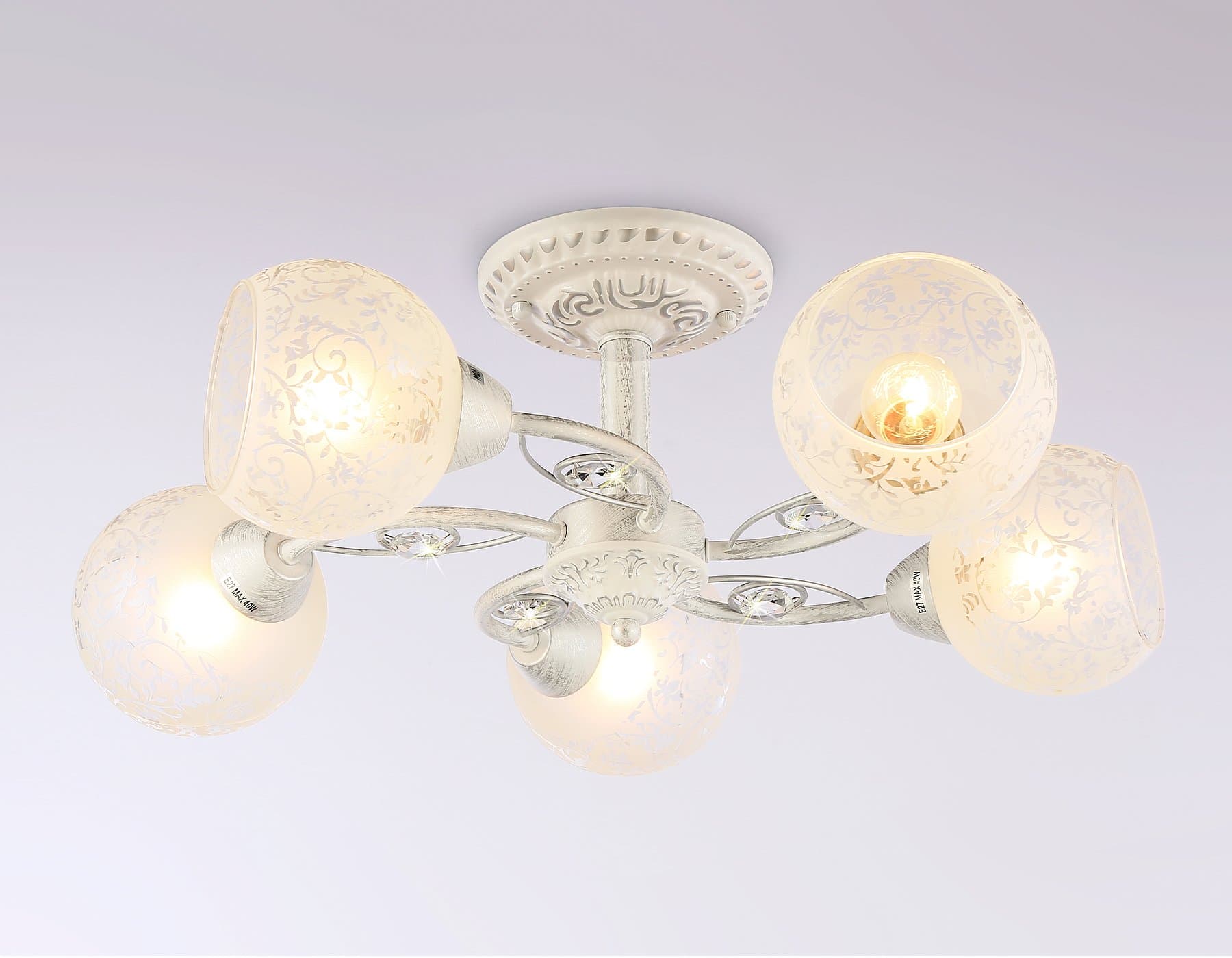 Ambrella Потолочная люстра TR3062/5 WH/SL/FR белый/серебро/белый матовый E27/5 max 40W D615*245