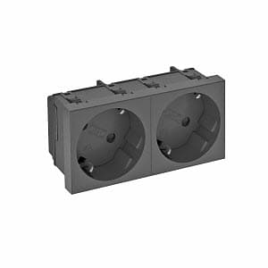 OBO Bettermann Розетка силовая 33° двойная 2х2К+З, 2 модуля Modul45, 45х90 мм, со шторками 16А 250В черная 6120110 — миниатюра 2