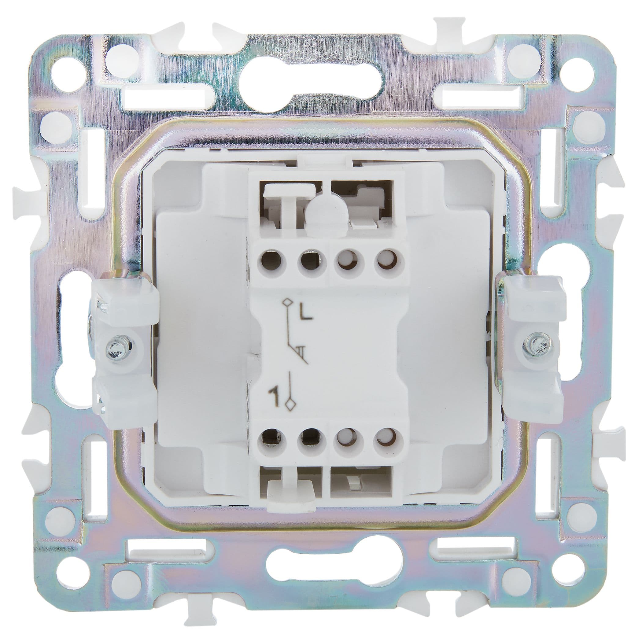 IEK SKANDY Серый Выключатель 1-клавишный кнопочный 10А SK-V14Gr — миниатюра 3