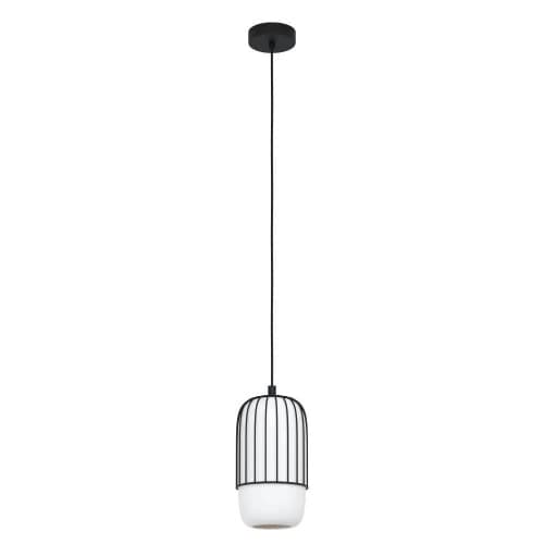 Eglo 99618 Подвесной потолочный светильник (люстра) MULEGES, 1x40W, E27, H1100, Ø160, сталь/стекло, черный/белый матовый