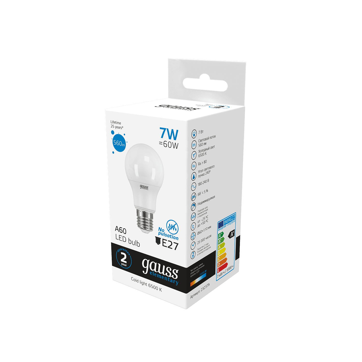 Gauss Лампа Elementary A60 7W 560lm 6500K E27 LED 23237A — миниатюра 4