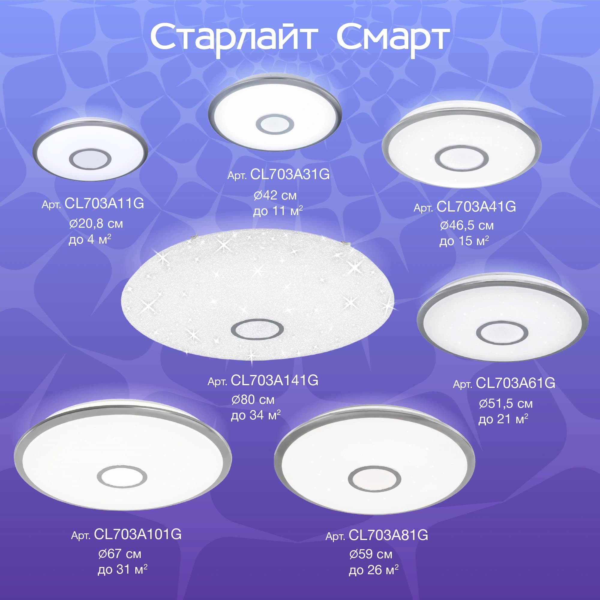 Citilux CL703A141G Старлайт Хром Мат. Смарт RGB Светильник — миниатюра 11