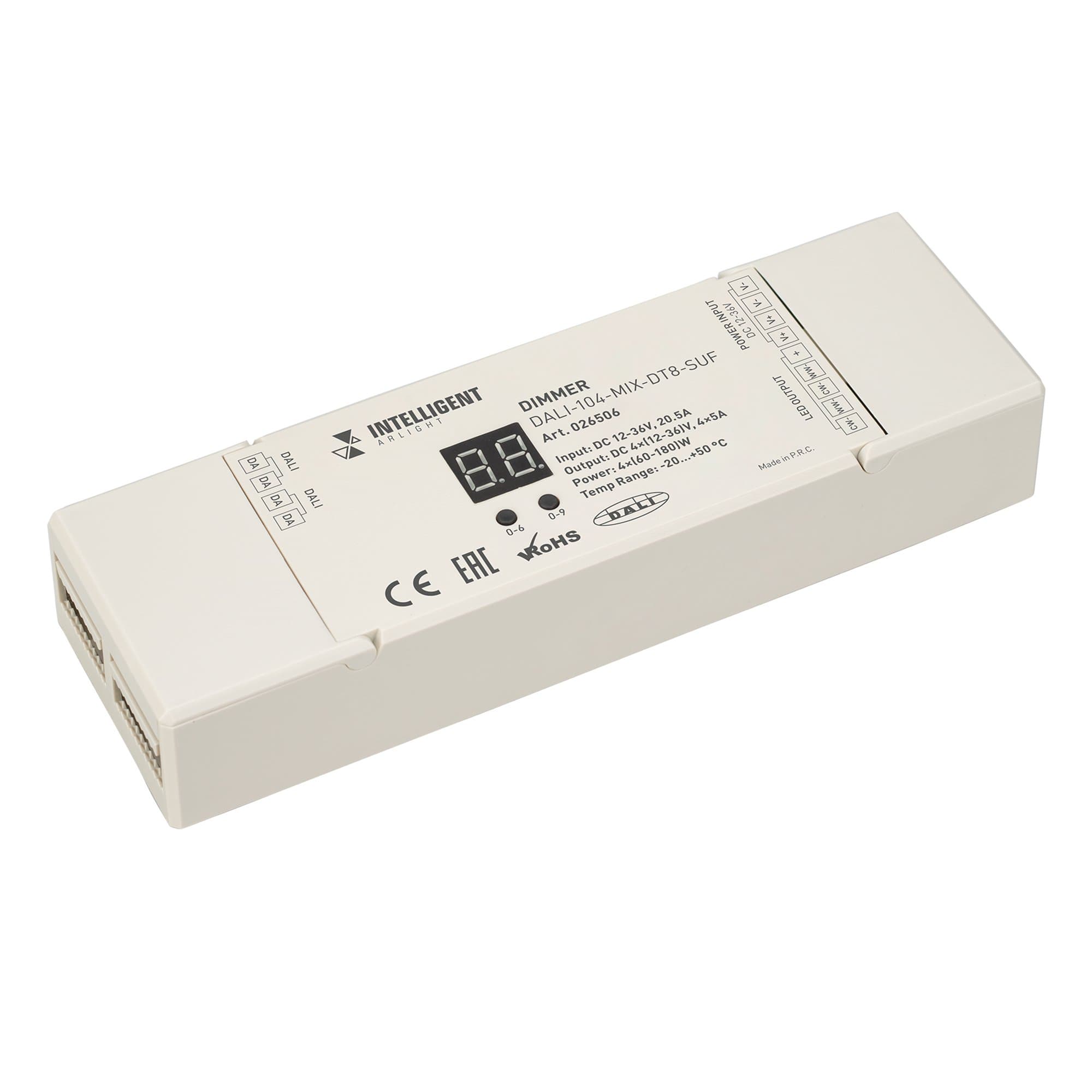 Arlight INTELLIGENT Диммер DALI-104-MIX-DT8-SUF (12-36V, 4х5А) (INTELLIGENT IP20 Пластик, 3 года) 026506