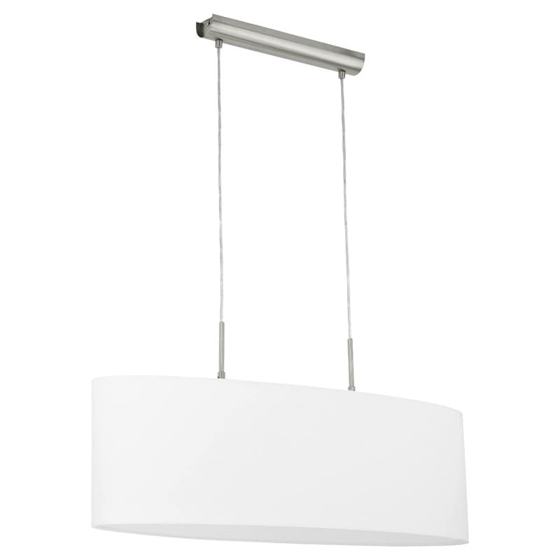 Eglo Подвес PASTERI, 2х60W (E27), 750х220, никель матовый/текстиль, белый 31579
