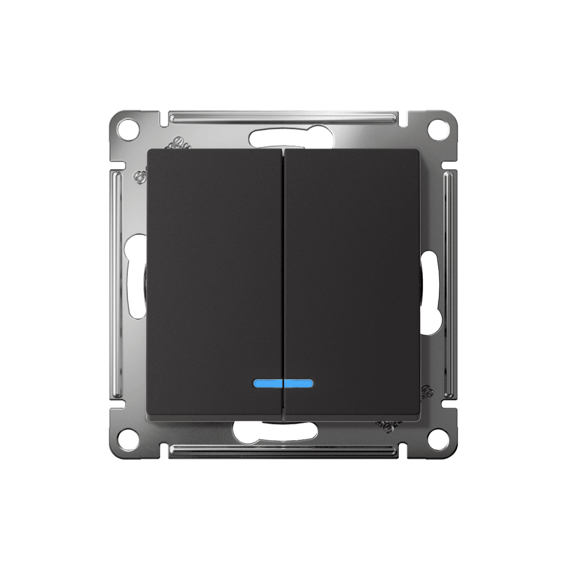 Systeme Electric AtlasDesign Карбон Выключатель 2-клавишный с подсвет.,сх.5а, 10АХ, мех., быстрозажим. клем. — миниатюра 4