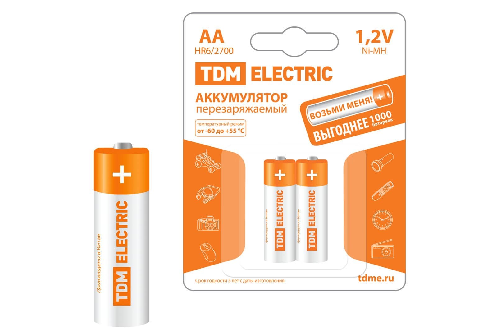 TDM Аккумулятор AA-2700 mAh Ni-MH BP-2 SQ1702-0072