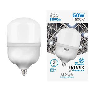 Gauss Лампа Elementary T160 60W 5600lm 6500K E27 LED 63236 — миниатюра 1