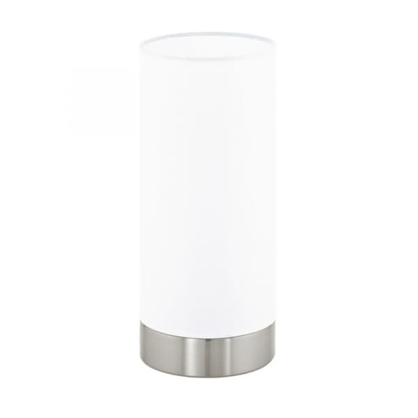 Eglo Лампа настольная PASTERI с сенсорн. димм., 1х40W (E27), Ø120, H255, никель матовый/текстиль, белый 95118 — миниатюра 1