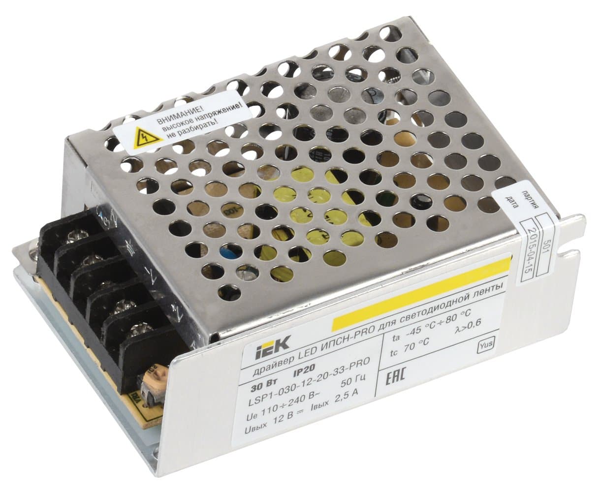 IEK Драйвер LED ИПСН-PRO 30Вт 12 В блок - клеммы IP20