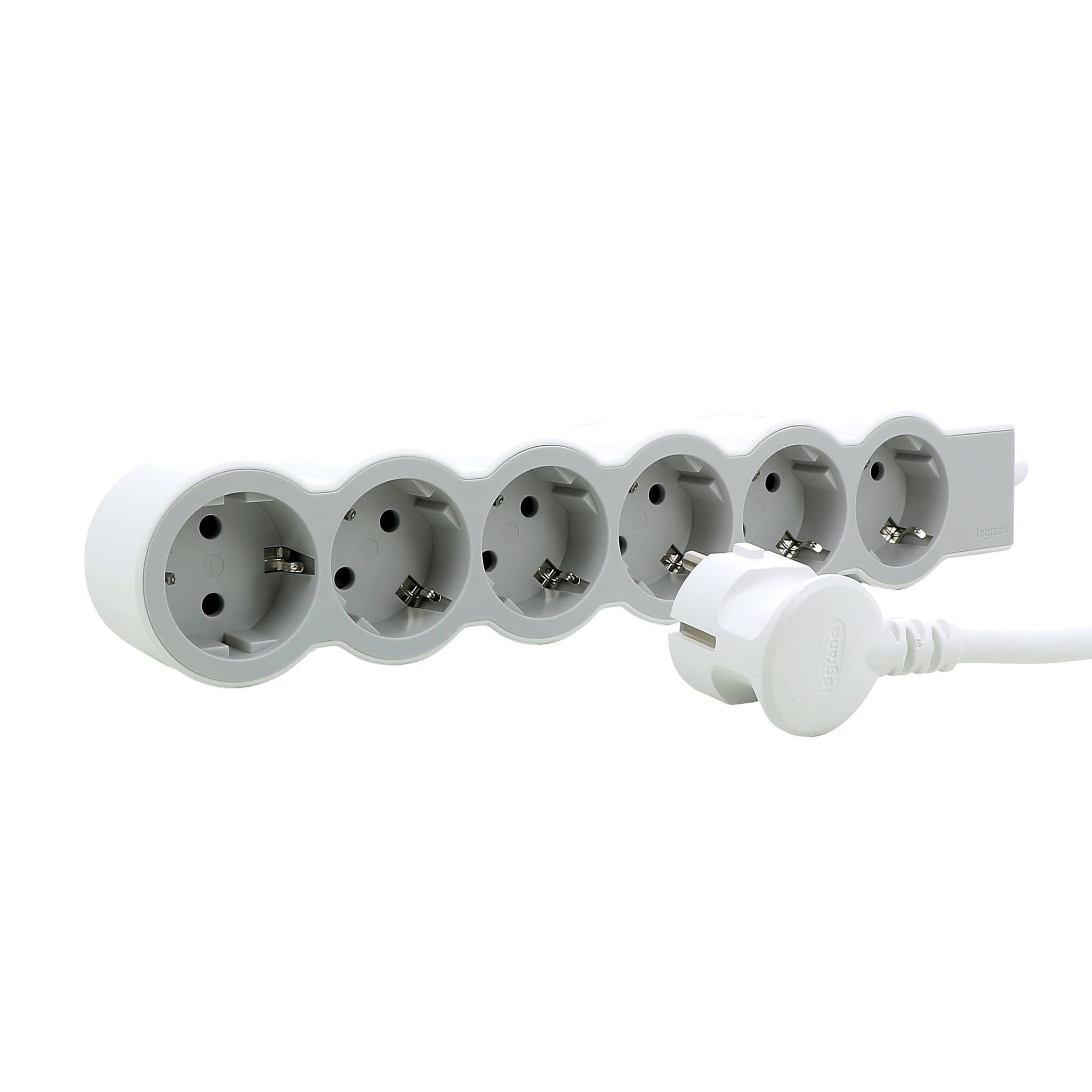 Legrand Revolution Стандарт Бело-серый Удлинитель 6x2К+З, кабель 3м 694565 — миниатюра 3