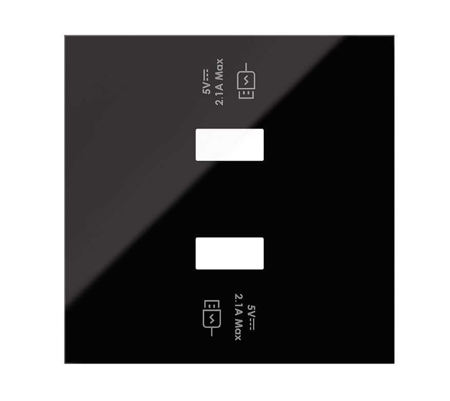 Simon 100 Черный глянец Накладка для 2-х зарядных устройств USB SmartCharge 10001196-138