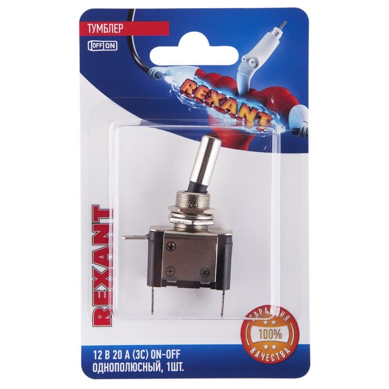 Тумблер 12V 20А (3c) ON-OFF однополюсный с красной LED подсветкой (ASW-07D) (в упак. 1шт.) Rexant 06-0332-B
