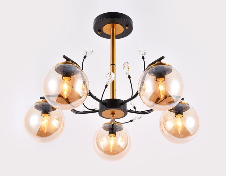 Ambrella Подвесная люстра TR9072/5 BK/TI черный/янтарь E14 max 40W D620*420 — миниатюра 4