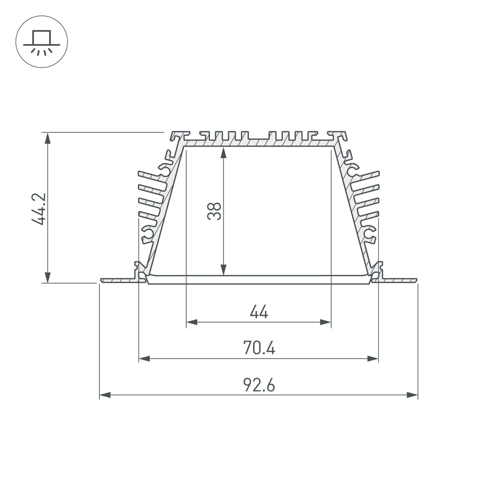 Arlight Профиль KLUS-POWER-RW70FS-2000 ANOD (Алюминий) 019882 — миниатюра 3