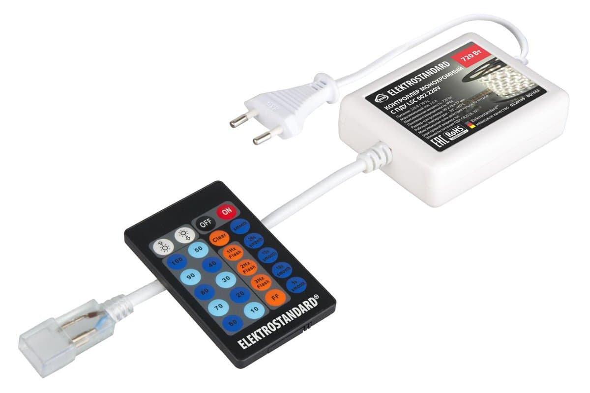 Elektrostandard LSC 002 220V 3,5A 720W IP44 / Контроллер для осветительного оборудования Контроллер одноцветный с радио пультом (24 кнопки) LSC 002 22 a035332