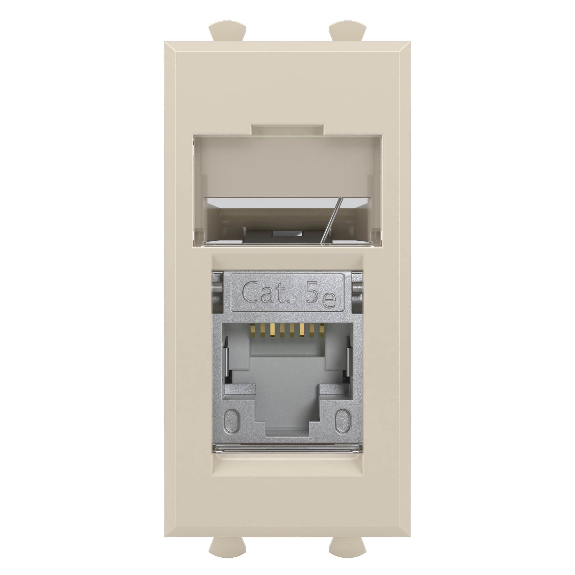 DKC Компьютерная розетка RJ-45 модульная, кат.5е экранированная, "Avanti","Ванильная дымка", 1 модуль — миниатюра 2