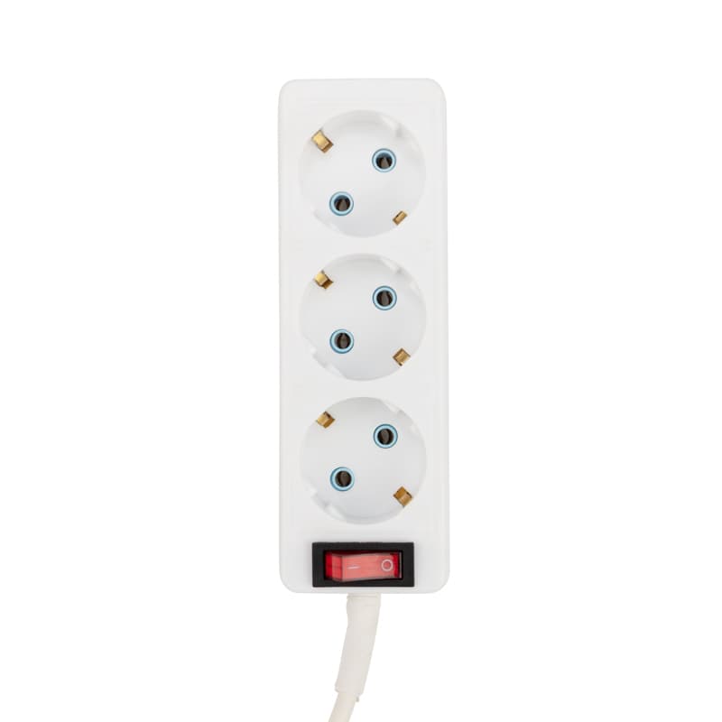 PROconnect Удлинитель 3 гнезда, 5 м, 3х0.75 мм², с/з, с кнопкой, белый 11-7213