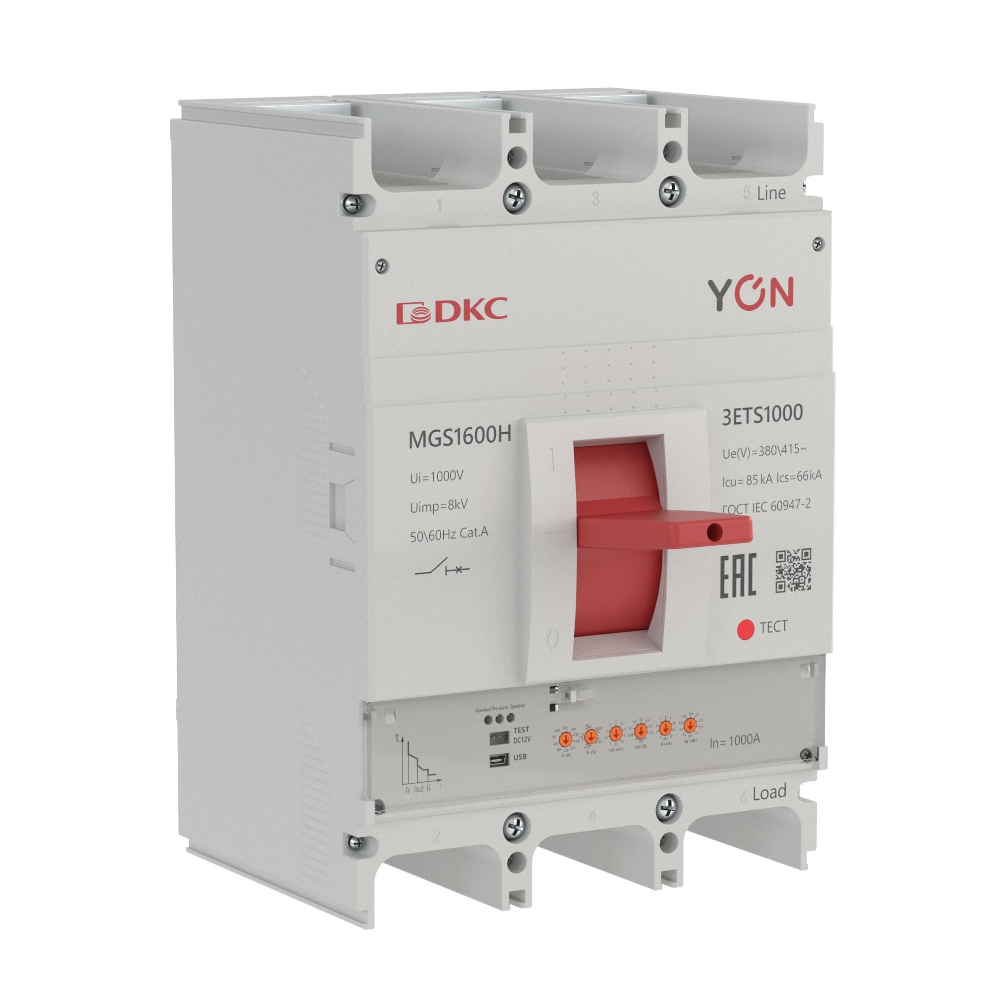 Авт. выкл. YON MGS1600H 3P 400-1000A 85kA с электронным расцепителем ETS — миниатюра 1