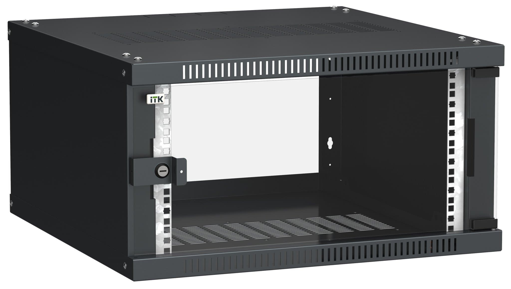 IEK LINEA WE ITK Шкаф LINEA WE 6U 600x600мм дверь, стекло черный LWE5-06U66-GF — миниатюра 1