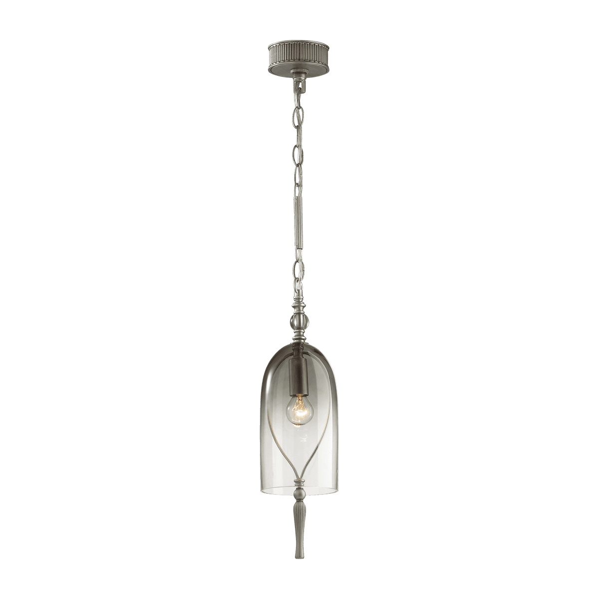 Odeon Light 4882/1 NEO ODL_EX22 25 серебрист.с патиной/дымчатый/стекло Подвес E14 1*40W BELL — миниатюра 2