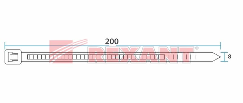 Хомут nylon 200 x 7,6 мм 100 шт чёрный Rexant 07-0203 — миниатюра 4
