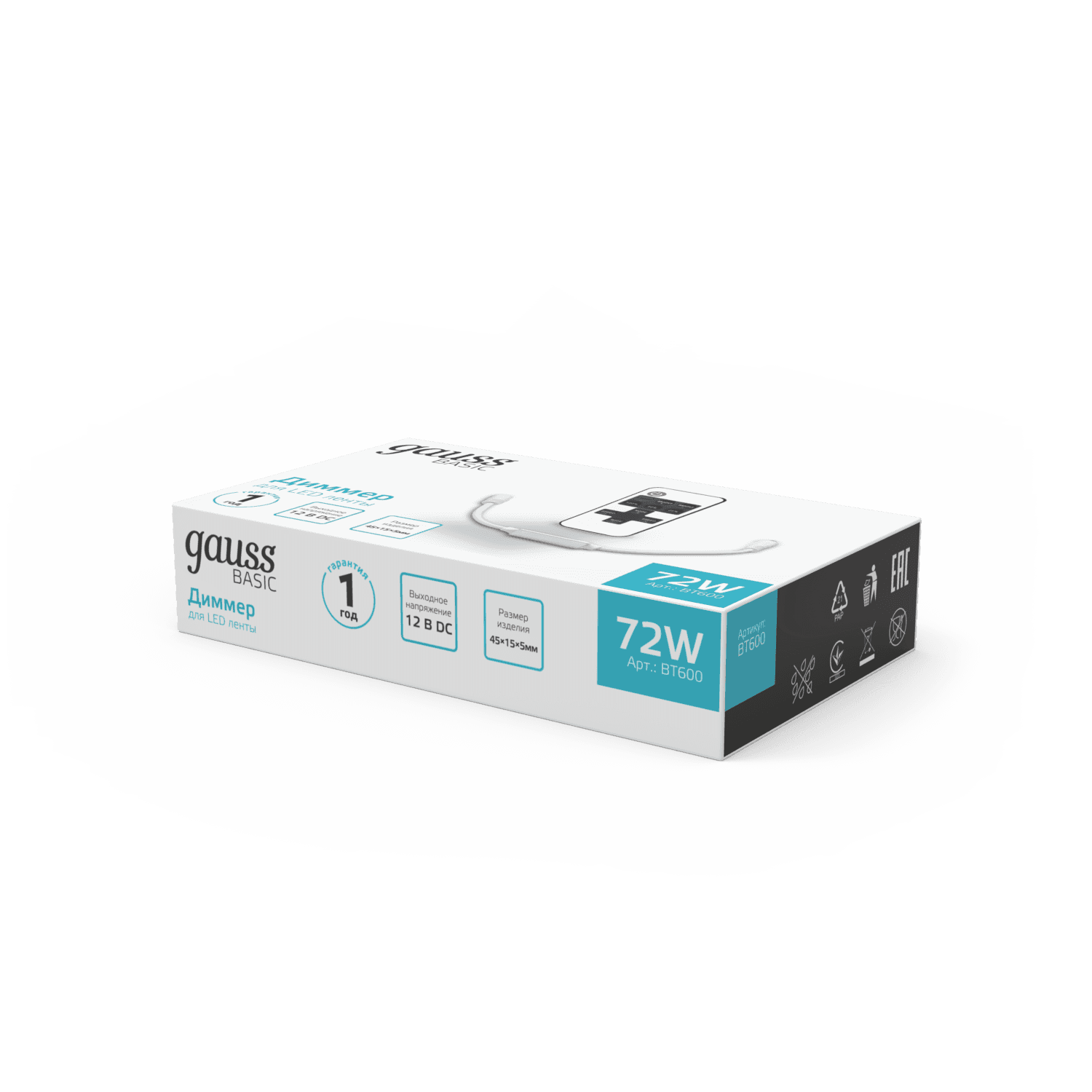 Gauss Диммер Basic для ленты LED 12V 72W 1/200 BT600 — миниатюра 3