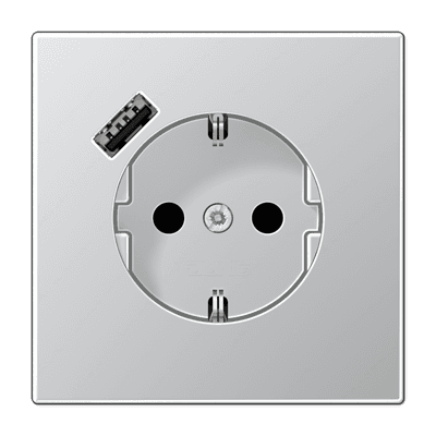 JUNG Розетка SCHUKO® с USB-зарядным устройством, тип А термопласт алюминий AL1520-18A-L